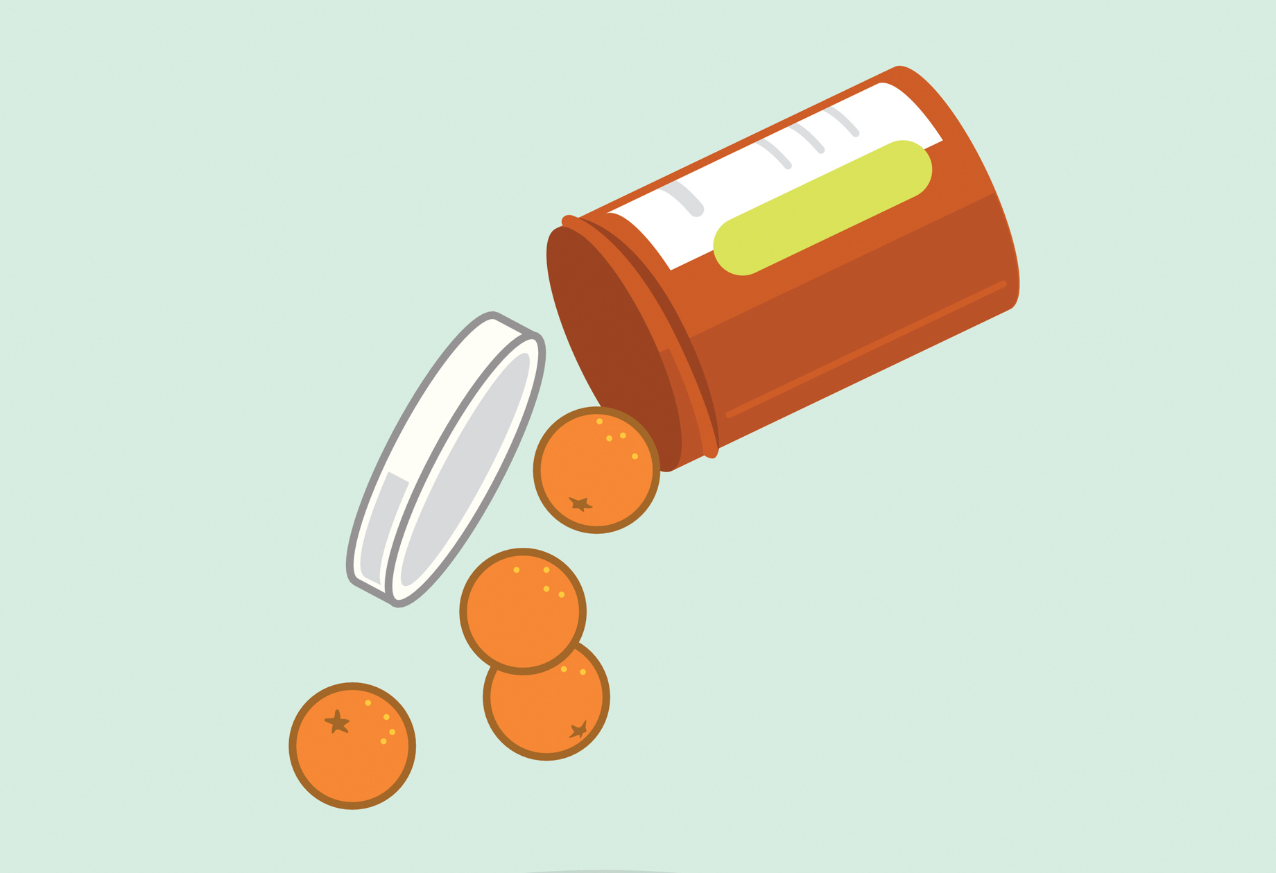 Miniature oranges spill out of a pill bottle. Fresh Food By Prescription: This Health Care Firm Is Trimming Costs — And Waistlines | WGBH | Craving Boston
